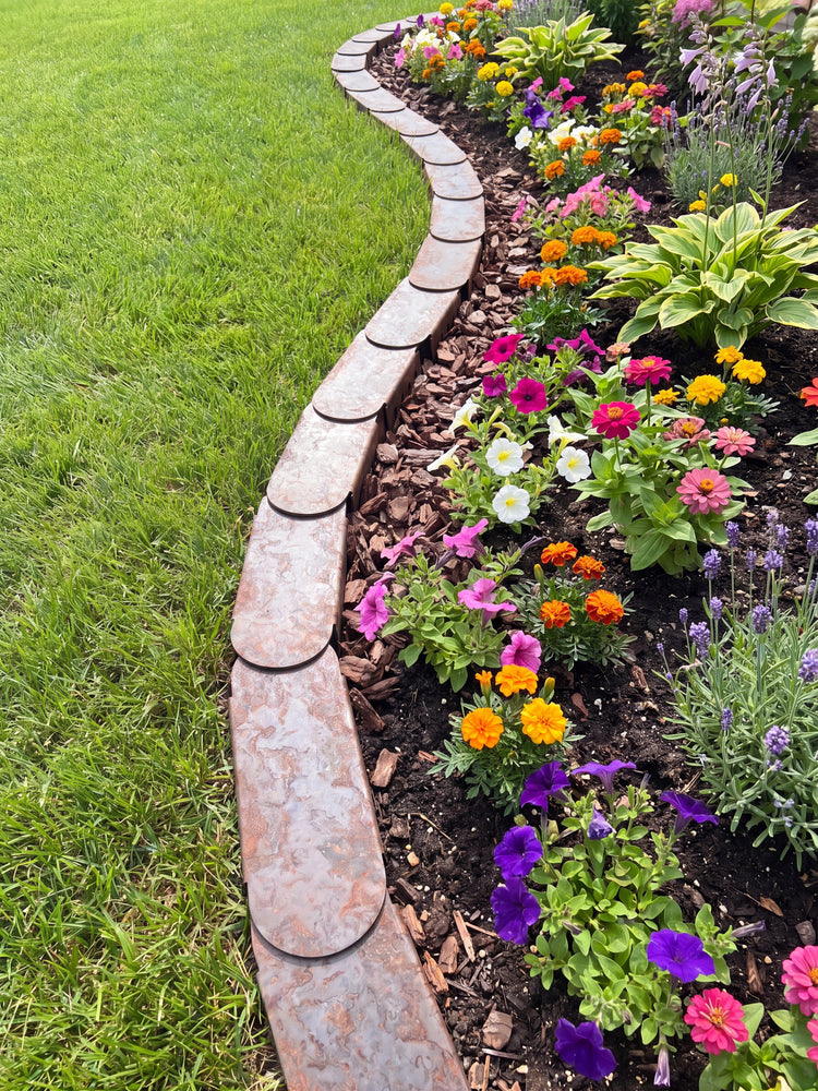 Premium Rasenkante Metall | Cortenstahl | Garten Beetumrandung | Mähroboterfreundlich