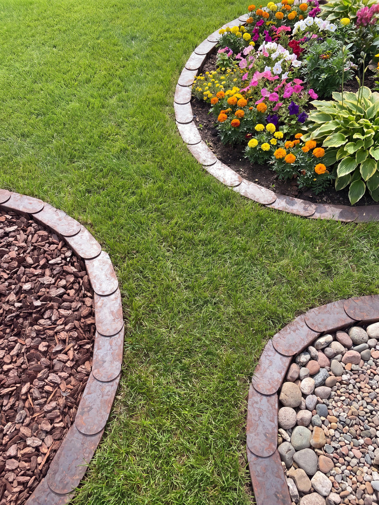 Premium Rasenkante Metall | Cortenstahl | Garten Beetumrandung | Mähroboterfreundlich