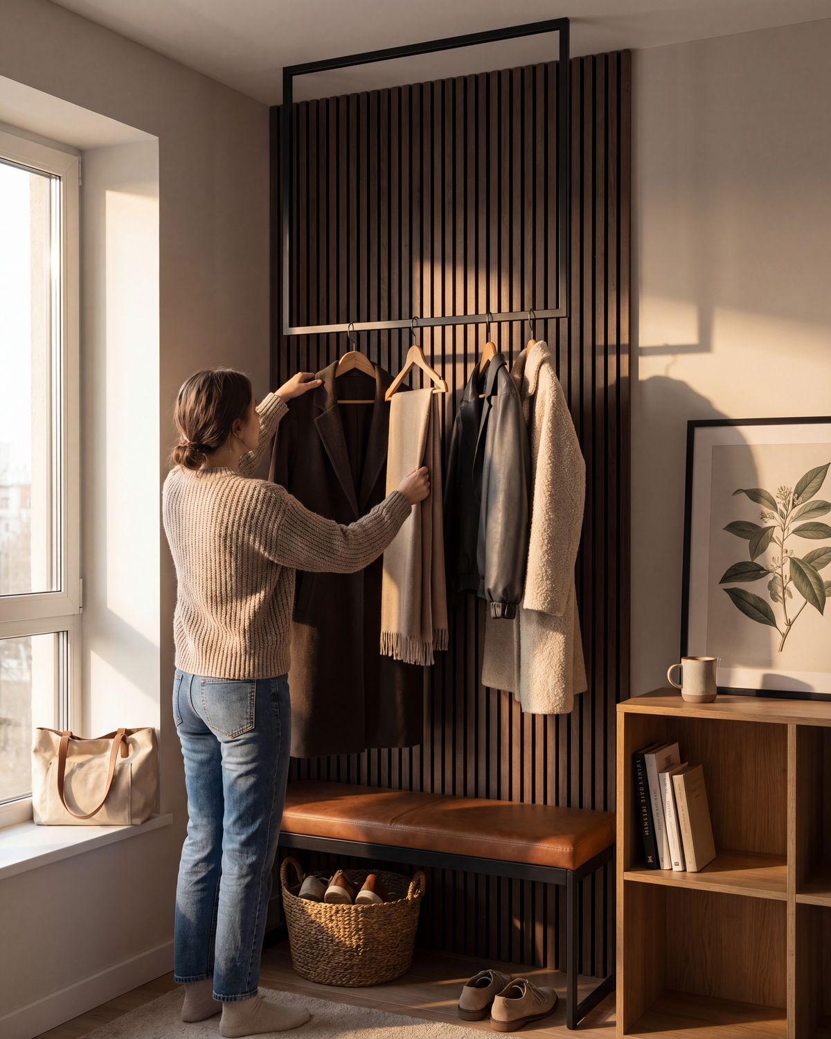 Kleiderstange Sospeso aus schwarzem Metall von Adyloo - optimal im Flur als Garderobe einsetzbar