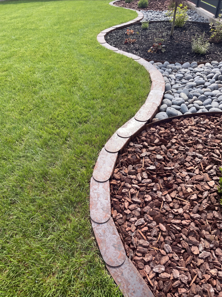 Premium Rasenkante Metall | Cortenstahl | Garten Beetumrandung | Mähroboterfreundlich