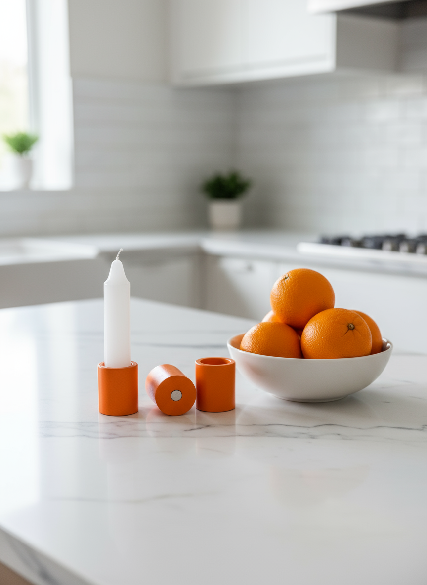 Magnetischer Kerzenhalter Lumi aus Metall in Orange von Adyloo