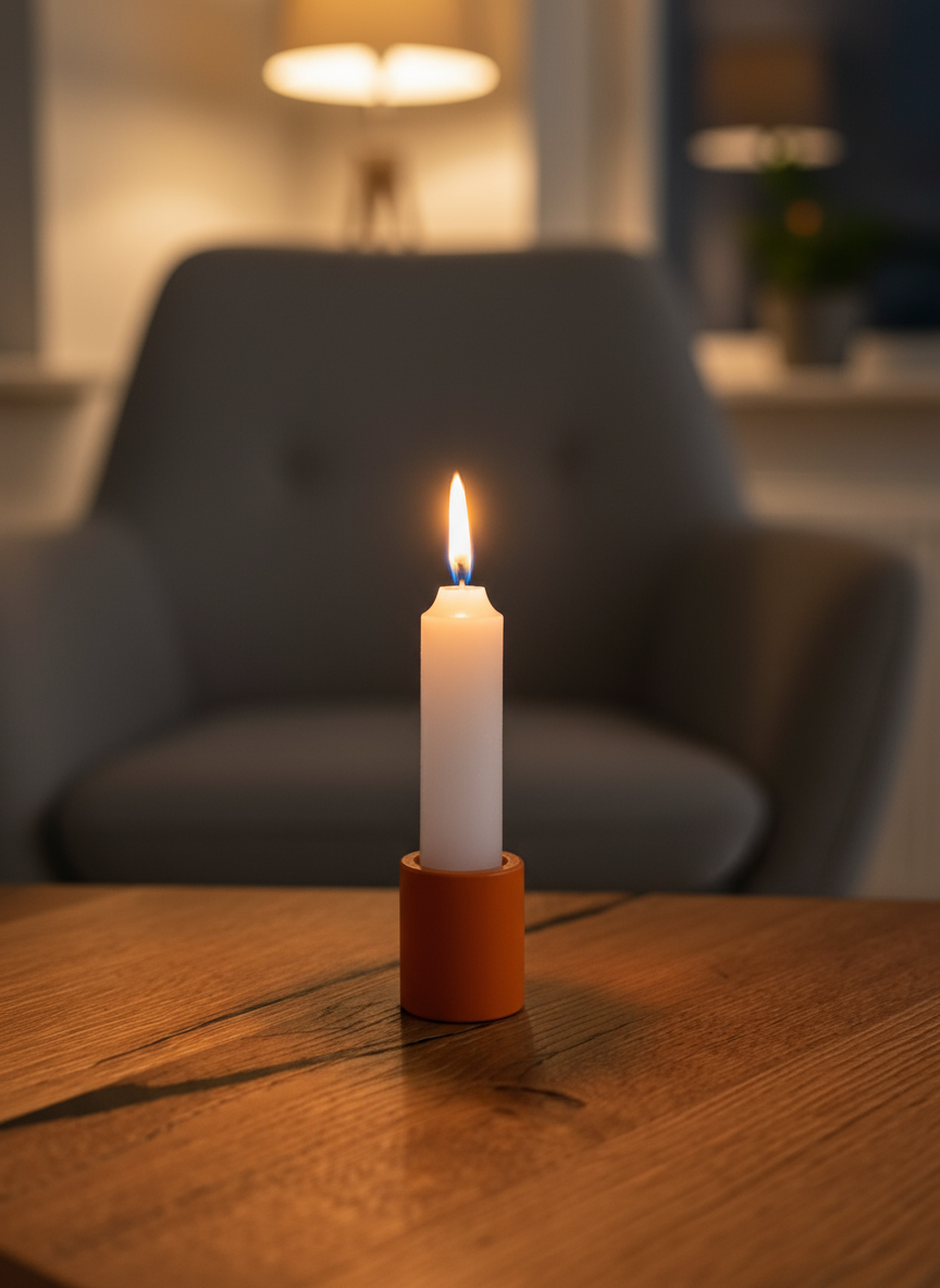 Magnetischer Kerzenhalter Lumi aus Metall in Orange in Seitenansicht - Adyloo