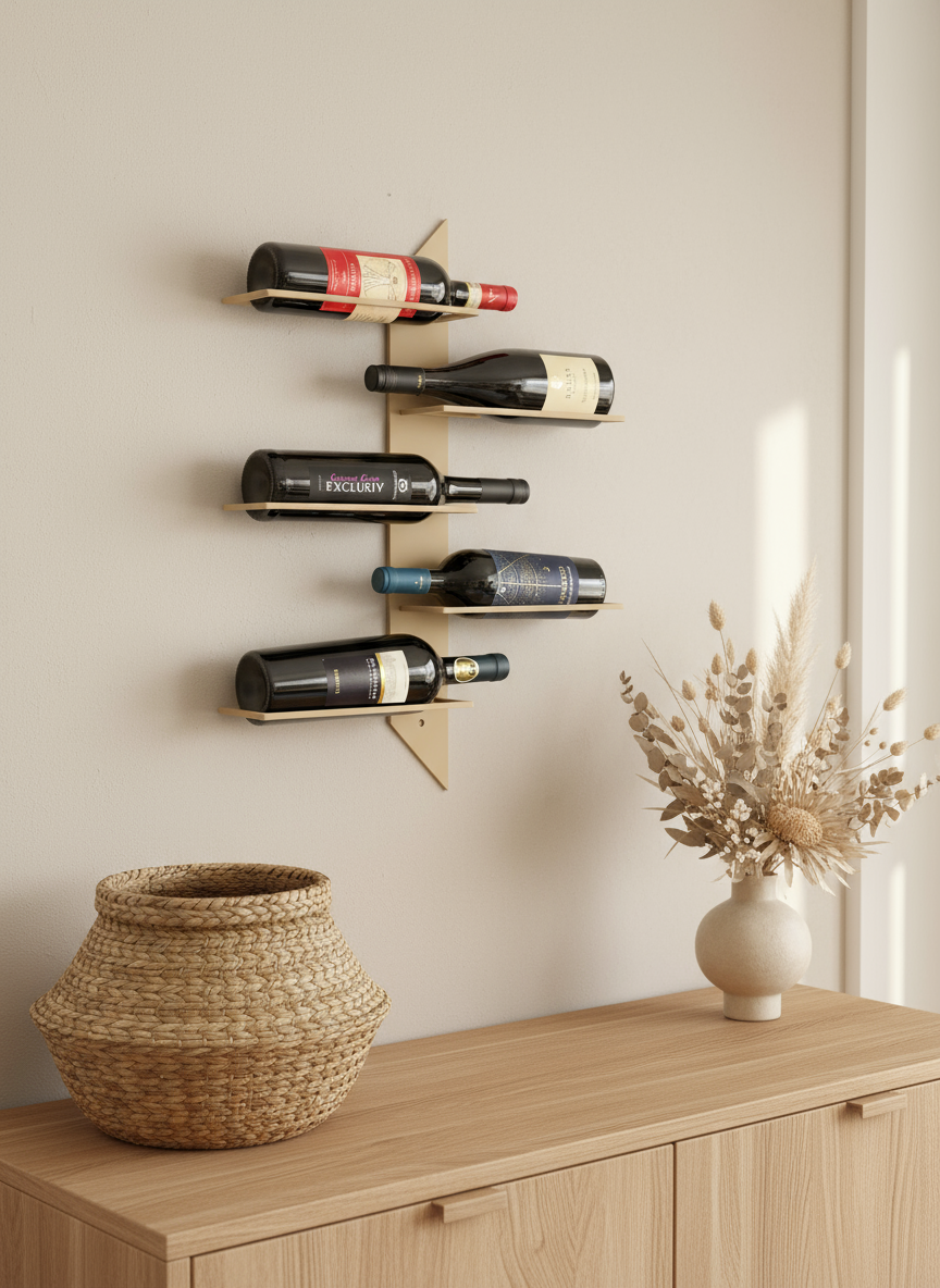  Weinregal Cantinetta aus Metall in Beige mit Wandmontage - Adyloo