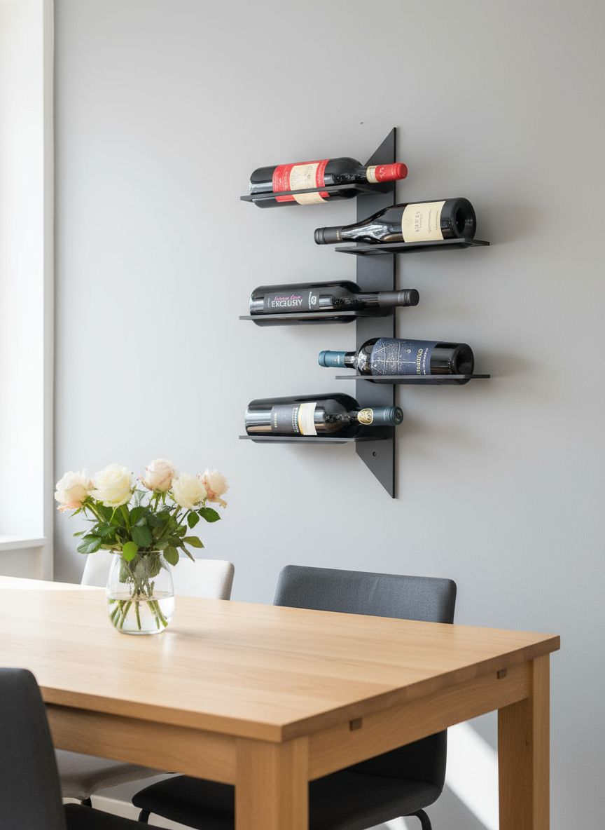 Weinregal Cantinetta aus Metall in Schwarz von Adyloo - ideal für den Essbereich